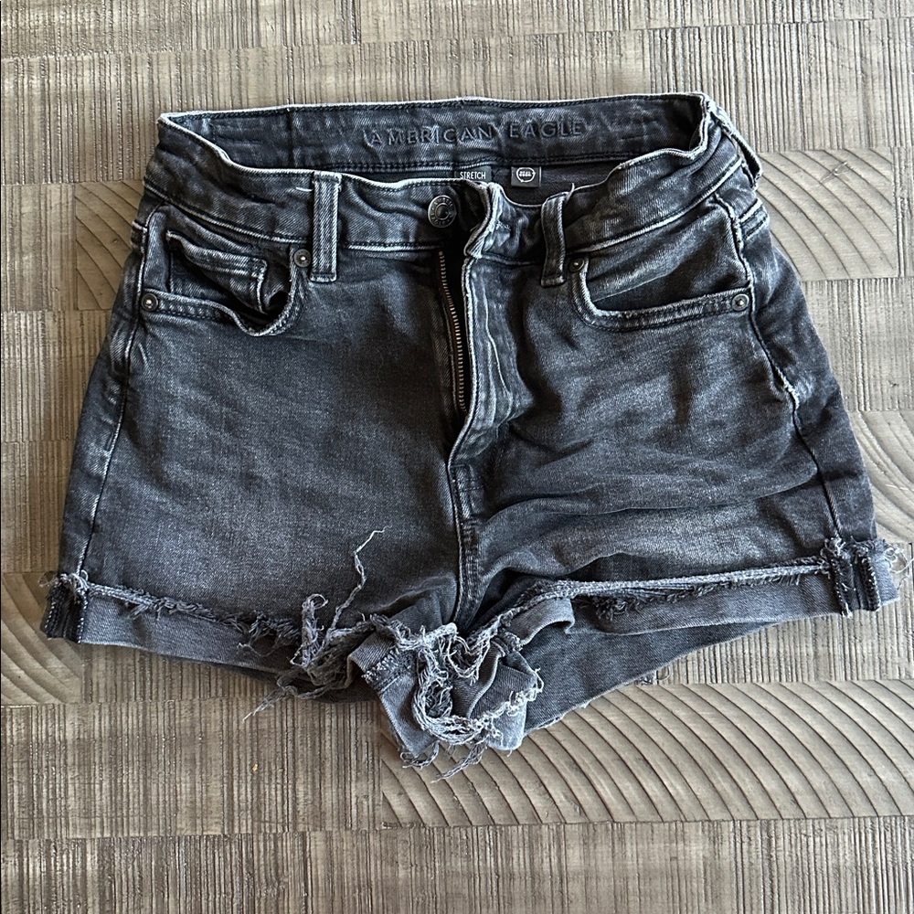 American Eagle Distressed Black Denim Shorts